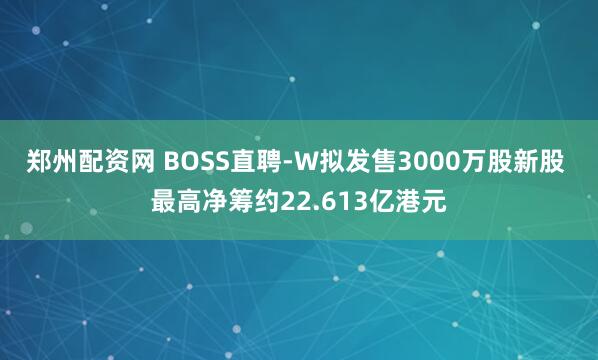 郑州配资网 BOSS直聘-W拟发售3000万股新股 最高净筹约22.613亿港元